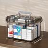 Clear Medicine Organizer Storage Box with Tray, Thickened Medicine Container Chest, Multipurpose Medical Case with Labels
