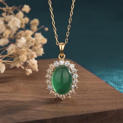Zielony Jade Wisiorek Kamienie Szlachetne Akcesoria Naturalna Biżuteria Męski Prezent Choker Vintage Chiński Chalcedon Naszyjnik 925 Srebrny Urok
