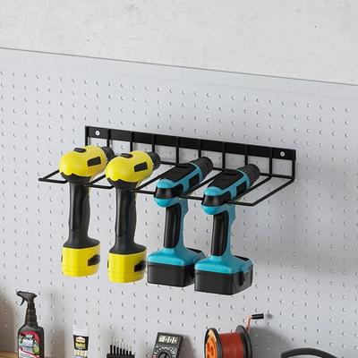 Iron Hand Power Tool Organizer Rack Wall Mounted Black Floating Tool Shelf Heavy Duty Space Saving Electric Drill Tools Shelf