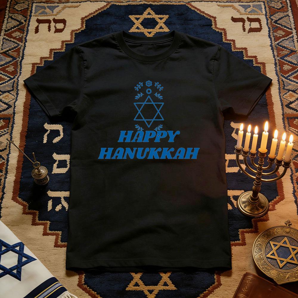 

Happy Hanukkah Jewish Traditional Festivals TShirt Women Unisex Casual Cotton Graphic T Shirts Jewish Festival Shortsleev 4XL
