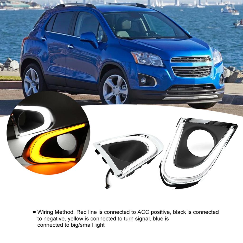 Pair of 12V LED DRL Daytime Running Lights Three‑Color Fit for TRAX 2014‑2015