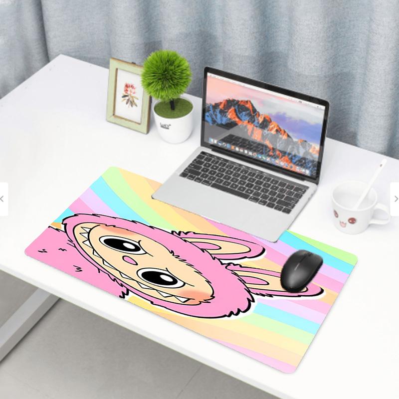 Labubu Print Mouse Pad, Anti‑Slip Desktop keyboard Mat, for PC Laptop Gaming Working Daily Use, Cool Festival Surprise Gift