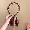 Women Headband Anti-slip Teeth Skull Design Hair Hoop with Ribbon Decor Slimming Effect Headband Hair Accessory