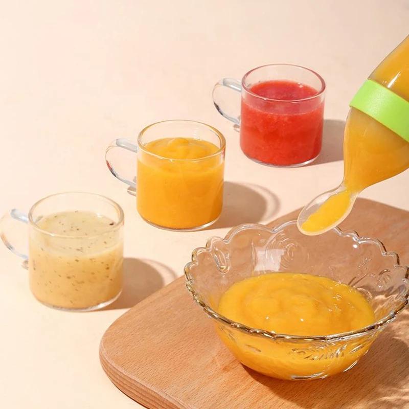 Squeezed Milk Bottle Food Grade Silicone Newborn Training Spoon Baby Grain Food Supplement Feeder Safe and Practical