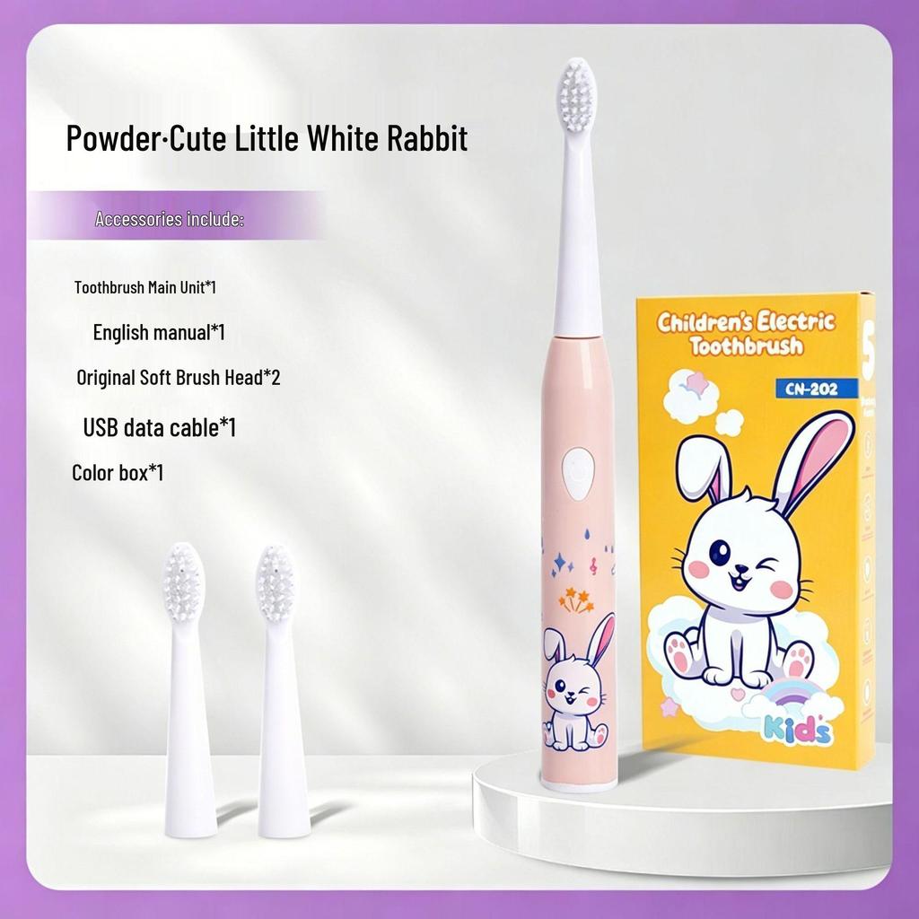 Rechargeable Electric Toothbrush for Kids: Soft Bristles, Waterproof, Automatic, Cartoon Design, Safe for Baby Teeth