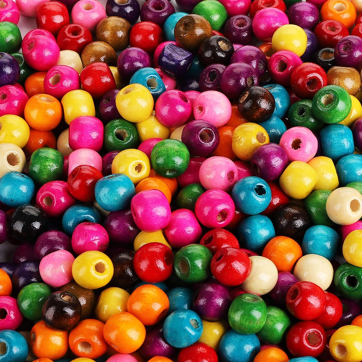 Cedilis 2000 Pcs Colored Wood Beads, Round Paint Wooden Spacer Beads with Assorted Color, Large Hole, Great for Jewelry Bracelets Necklace Earring