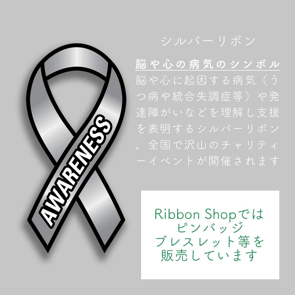 AWARENESS RIBBON Pin Badge SDGs Depression Schizophrenia Silver Ribbon Silver Large