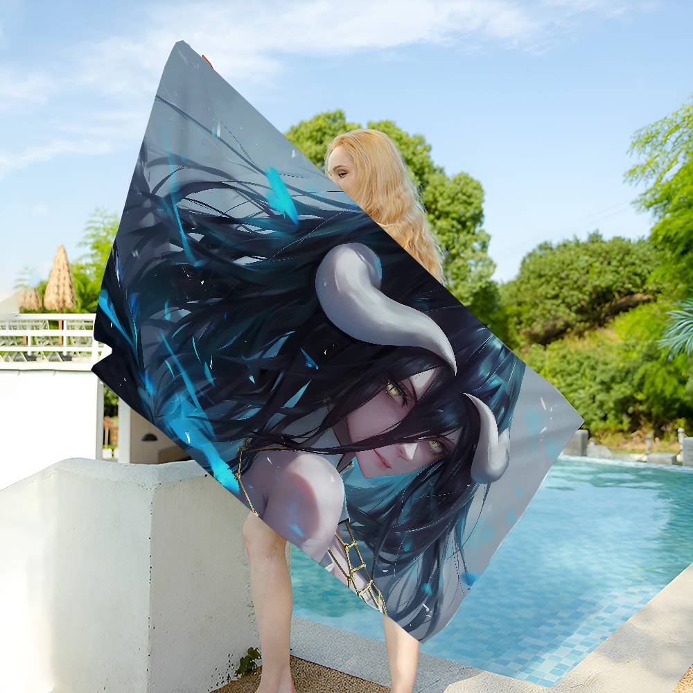 Anime Character Overlord Microfiber Beach Towel Absorbent Quick Dry Soft Yoga Swimming Resort Mountain Climbing Towel