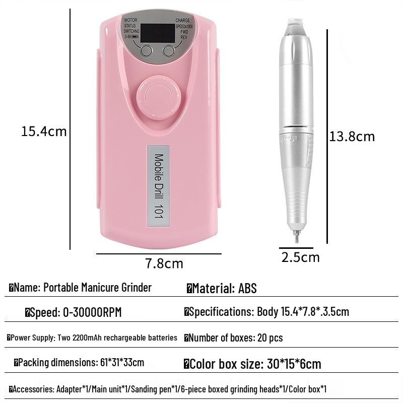 Rechargeable 30,000 RPM Professional Nail Drill for Gel Polish Removal