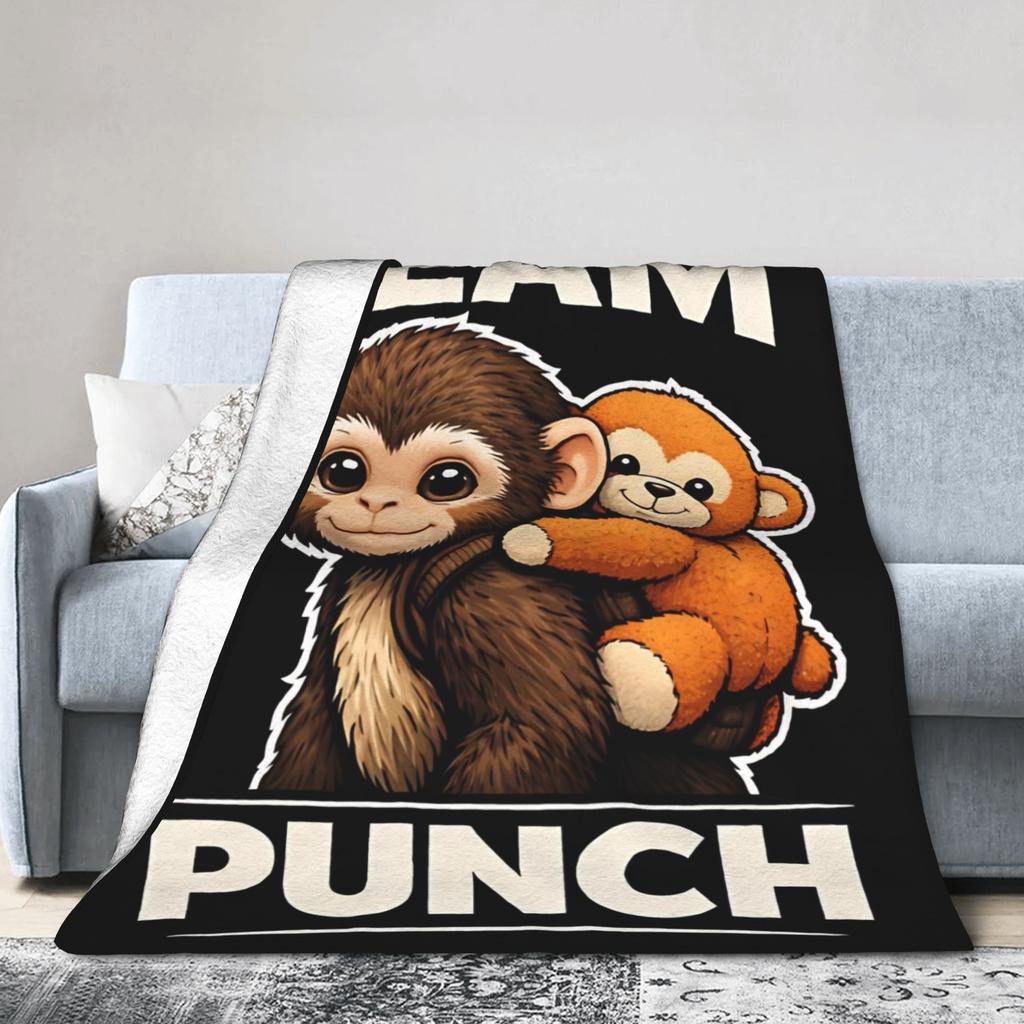 Team Punch Monkey Cute Baby Monkey Blanket Fleece Multifunction Super Soft Throw Blankets for Bedding Travel Rug Piece