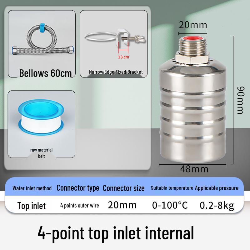 Crossing Mile Stainless Steel Automatic Water Level Controller - Large Flow Float Valve for Cooling Towers & Kitchen Water Tanks