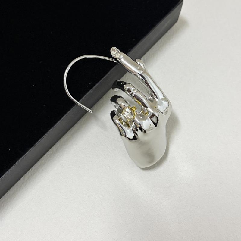 

Original Design Metal Hand Earcuff Dangle Earrings, Fashionable Statement Jewelry for Women срібний