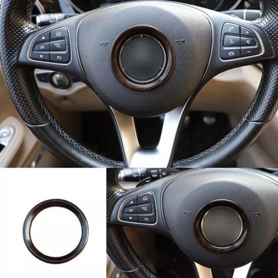 Black Wood Grain 2017- For Benz V-Class Steering Wheel Horn Ring Cover Panel