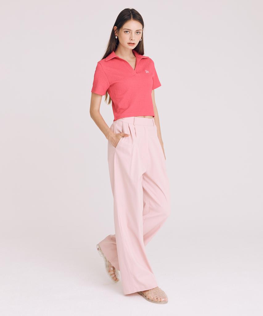 THEFRHT Double-Pleat Cotton Wide Pants (Pink)