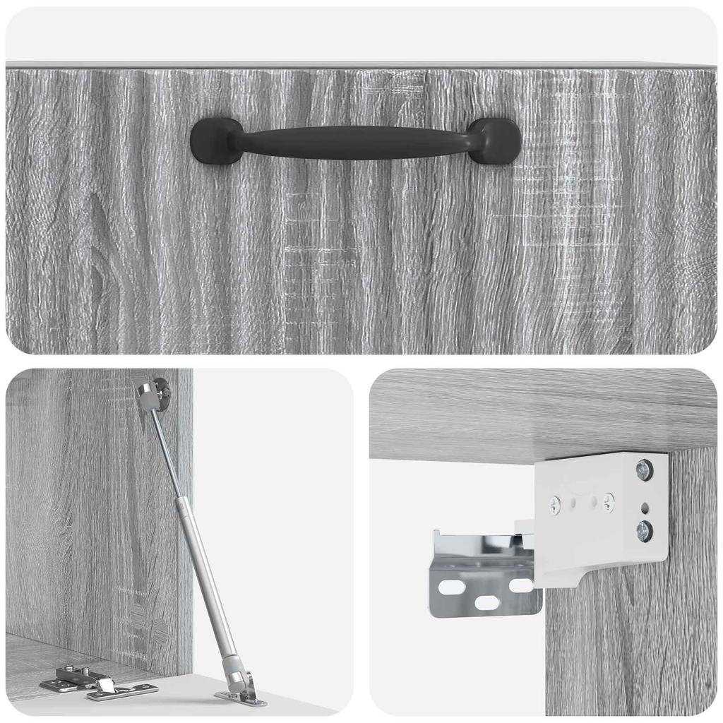 Wall Mounted TV Cabinet Grey Sonoma 59.5 x 31 x 30 cm