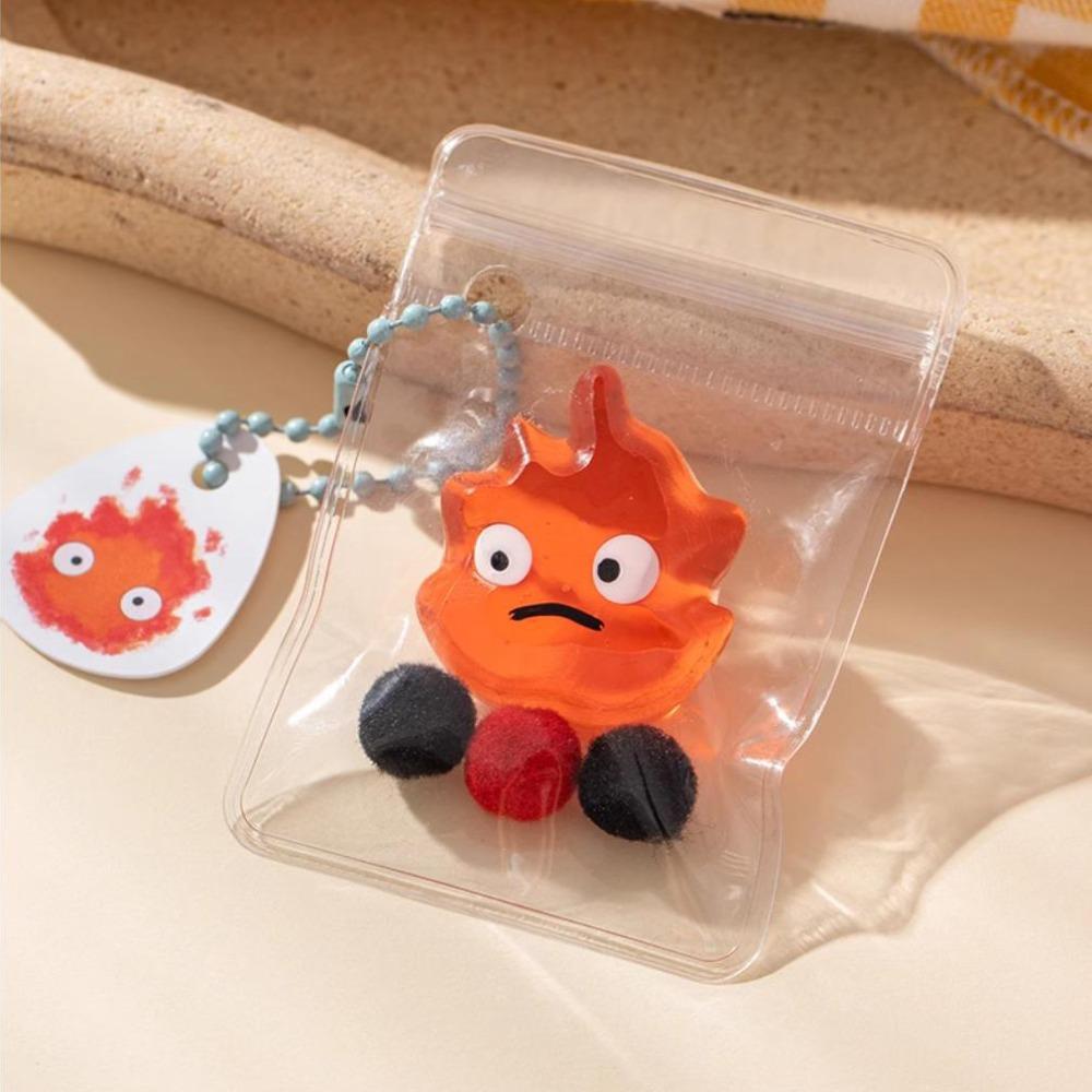 Keychain Fire Doll Squeeze Toys Calcifer Creative Cute SqueezeToy Mini Anime Squeeze Bag  Children
