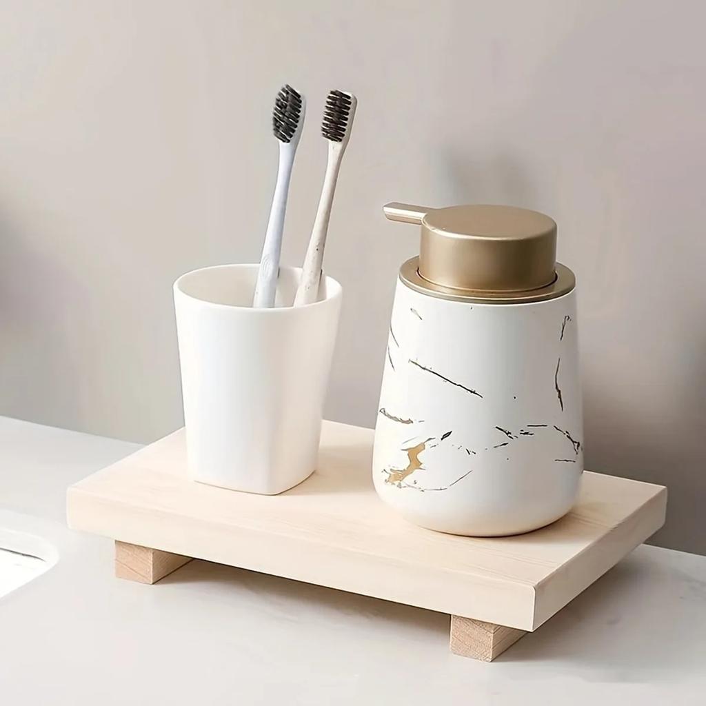 1pc Wooden Base Decor, Wooden Stand Tray Soap, Natural Wooden Bathroom Shelf, Kitchen Sink Holder Soap Tray