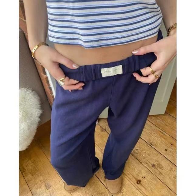 2024 Women's Striped Wide Leg Pants Casual Street INS Fashion Loose High Waist Pants