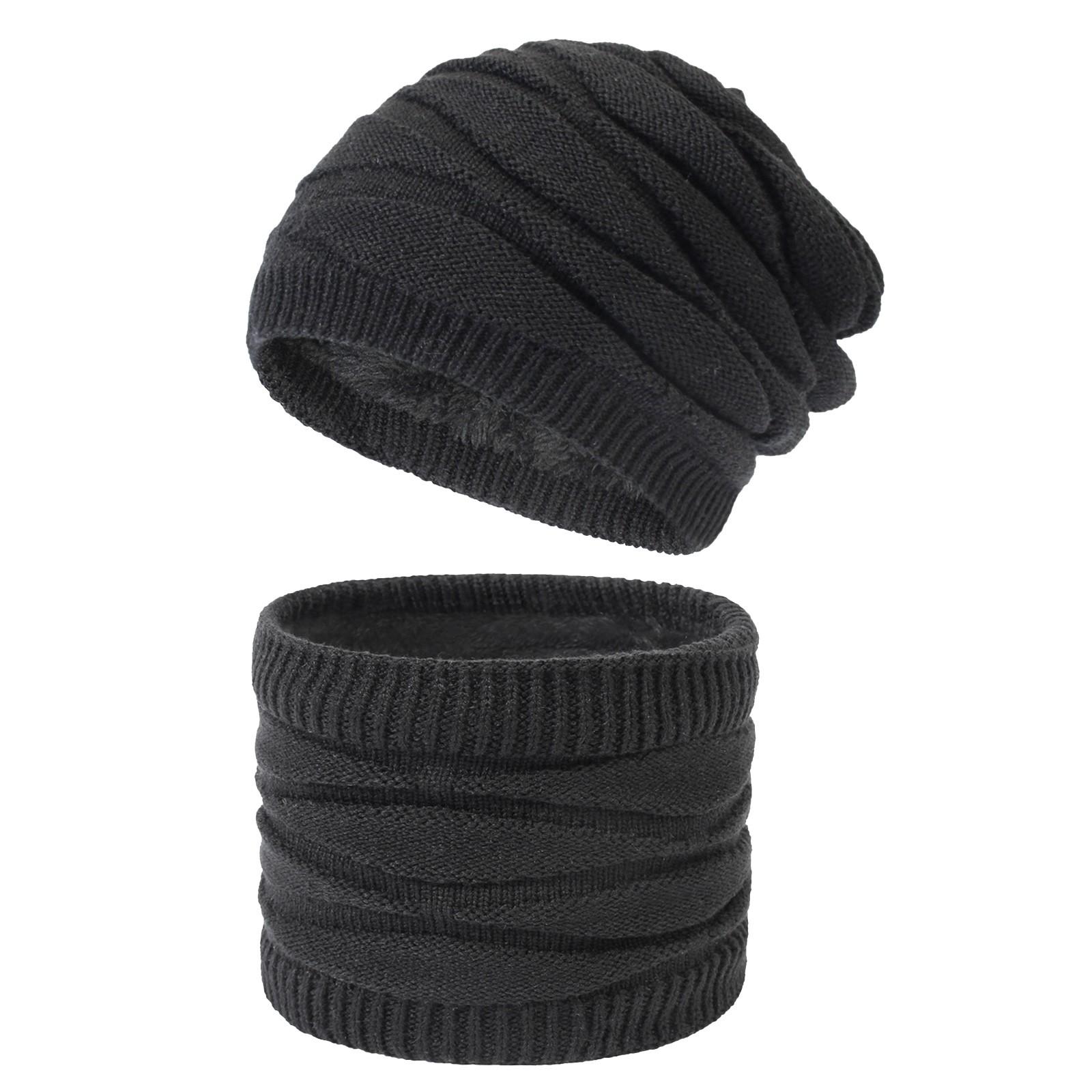 

Unisex Winter Outdoor Warm Cold-Proof Neck Cover Plus Velvet Thick Wool Cap Two-Pieces Set One Size