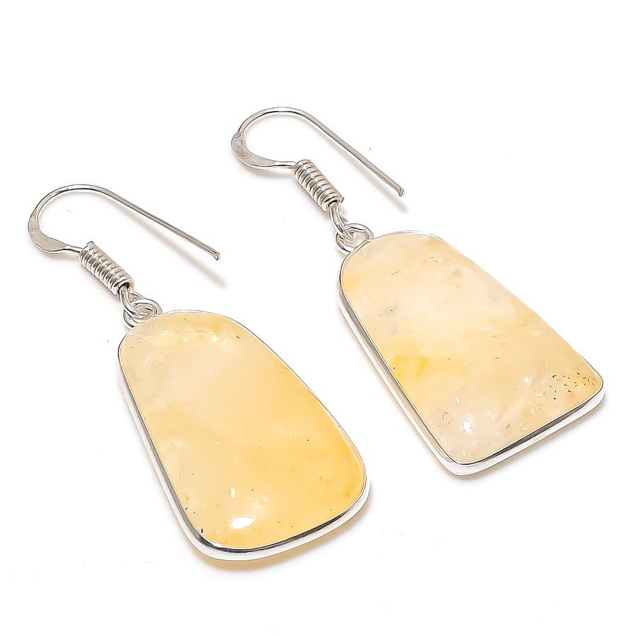 Natural Yellow Aventurine 925 Sterling Silver Jewelry Earring 1.69 AE-12471