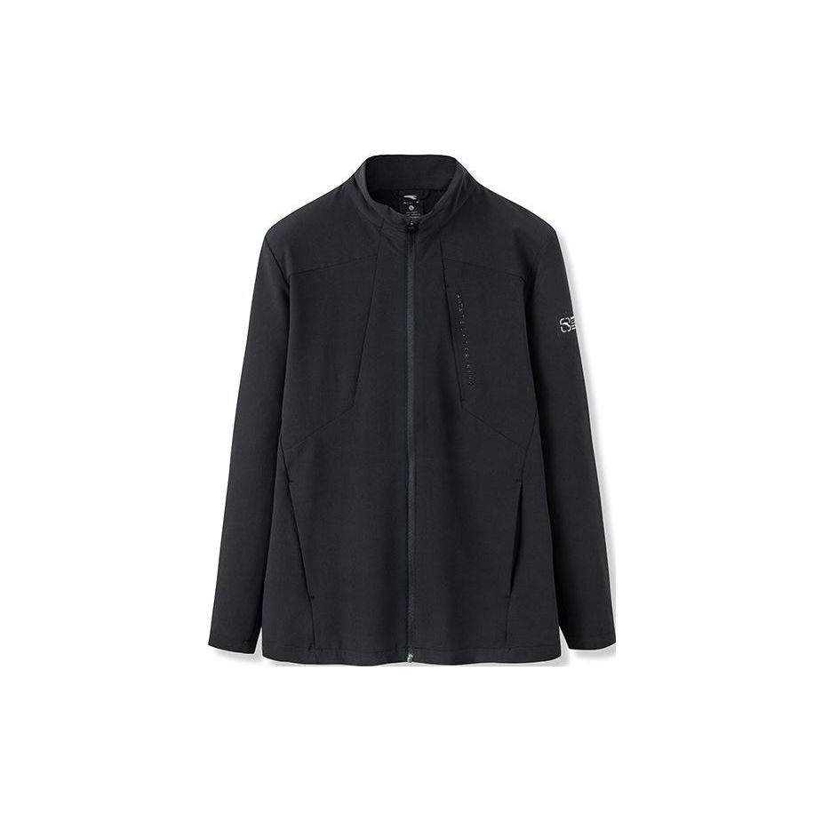 

Anta Solid Color Letter Patch Zipper Stand Collar Fleece Jacket Men jackets Black 152247603-3 M