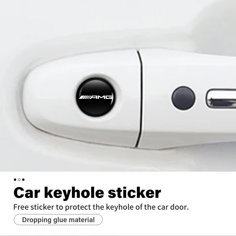 Car Sticker For Mercedes Benz Car Door Handle Key Hole Protection Stickers Decoration Decals AMG A B C E S G Class W201 W210 W10