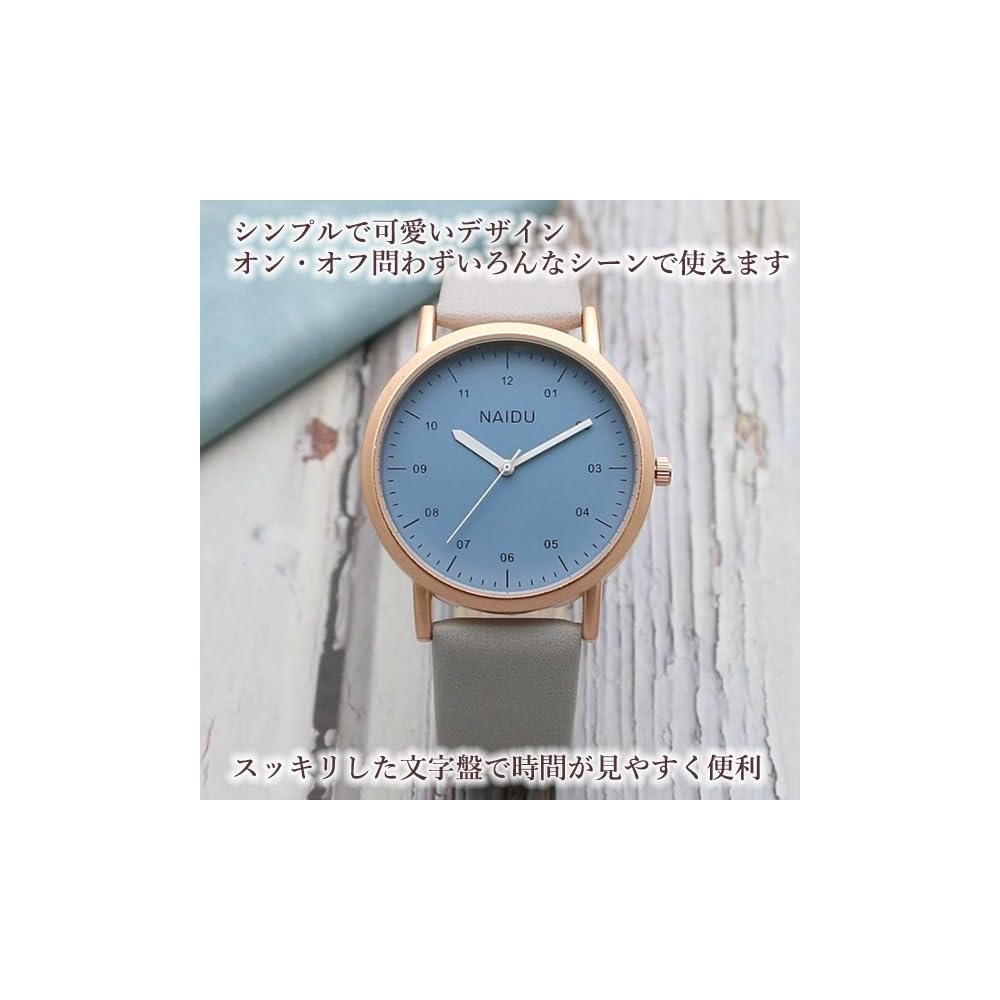 Cute Stylish Women's Analog Watch Gray Blue Easy-to-Read Waterproof Dial