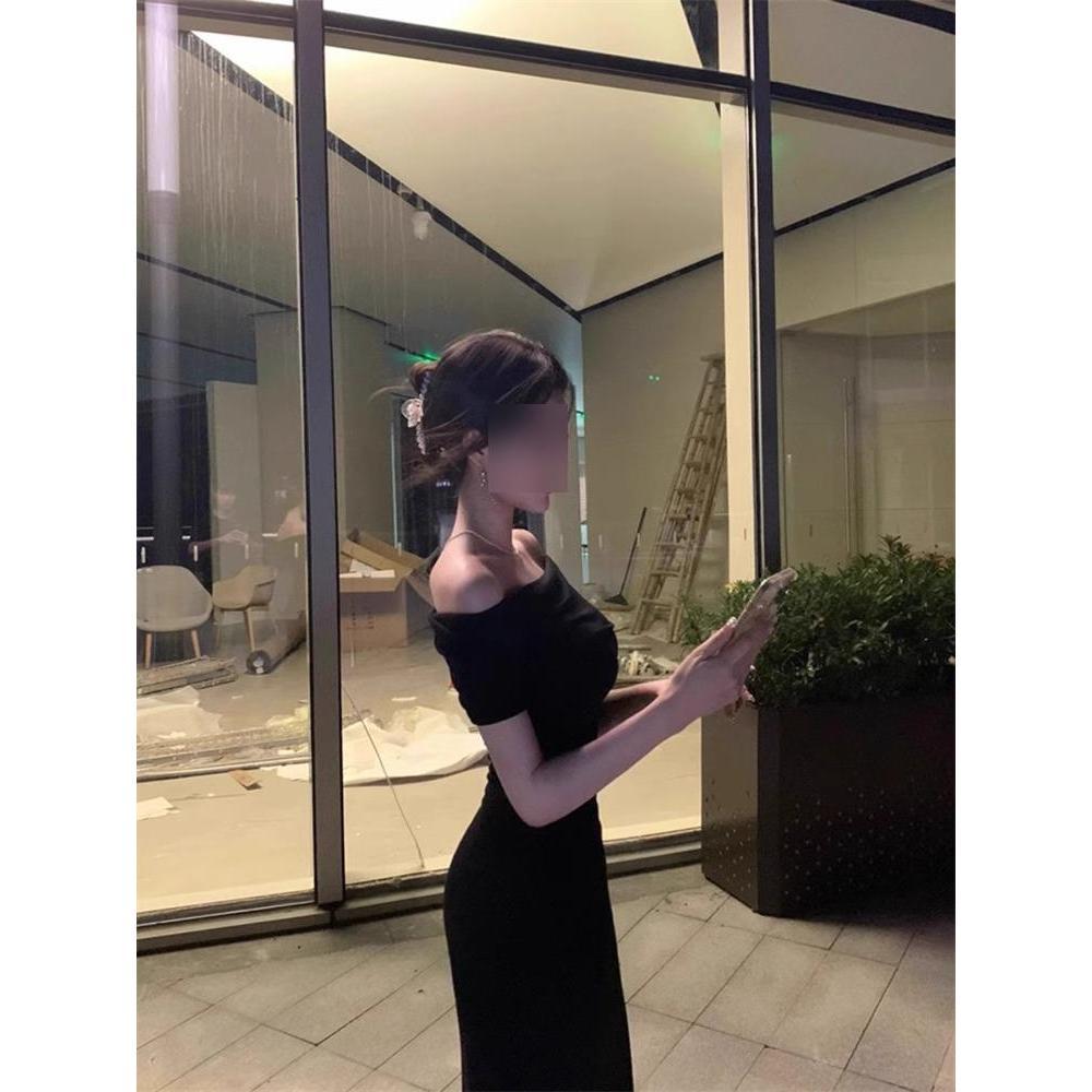 Muse Fan Temperament Waist Temperament One-word Shoulder Dress Chic Hip Skirt Women's Summer