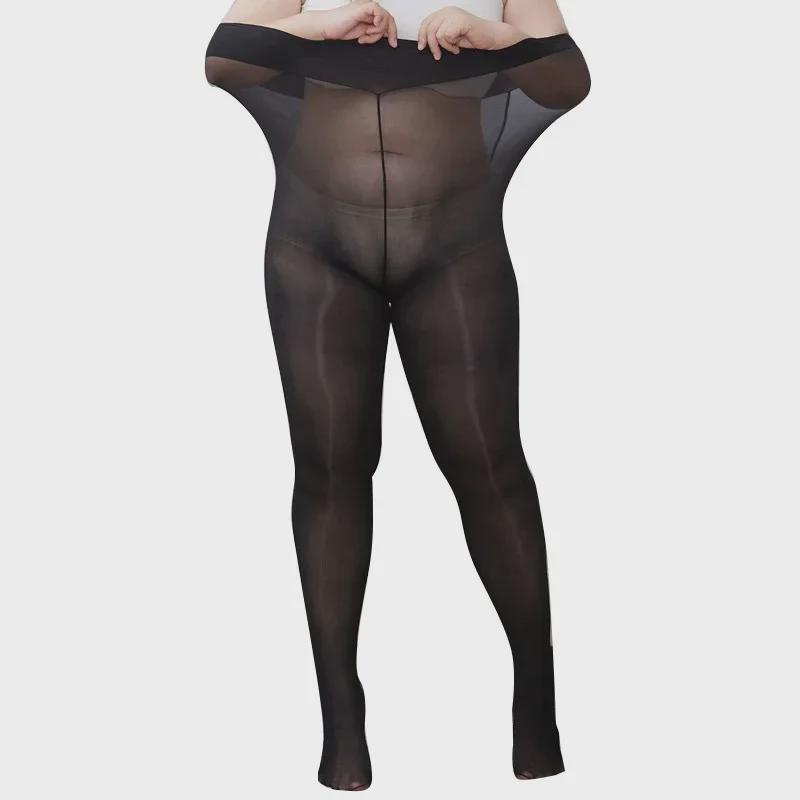 Women's Shiny Silky Aurora Pantyhose - Horse Oil Thin Skin Color, Large Size for Spring/Autumn