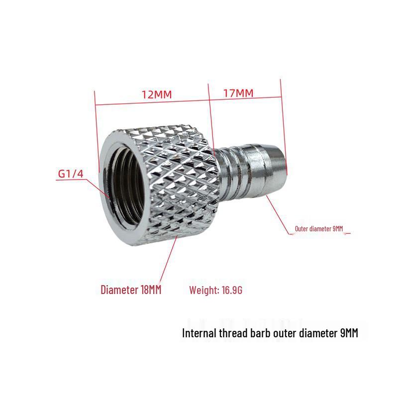 

Water Cooling Stop Valve Adapter with 1/4 Thread, Hose to Hard Tube, Barb Head OD 9/11mm