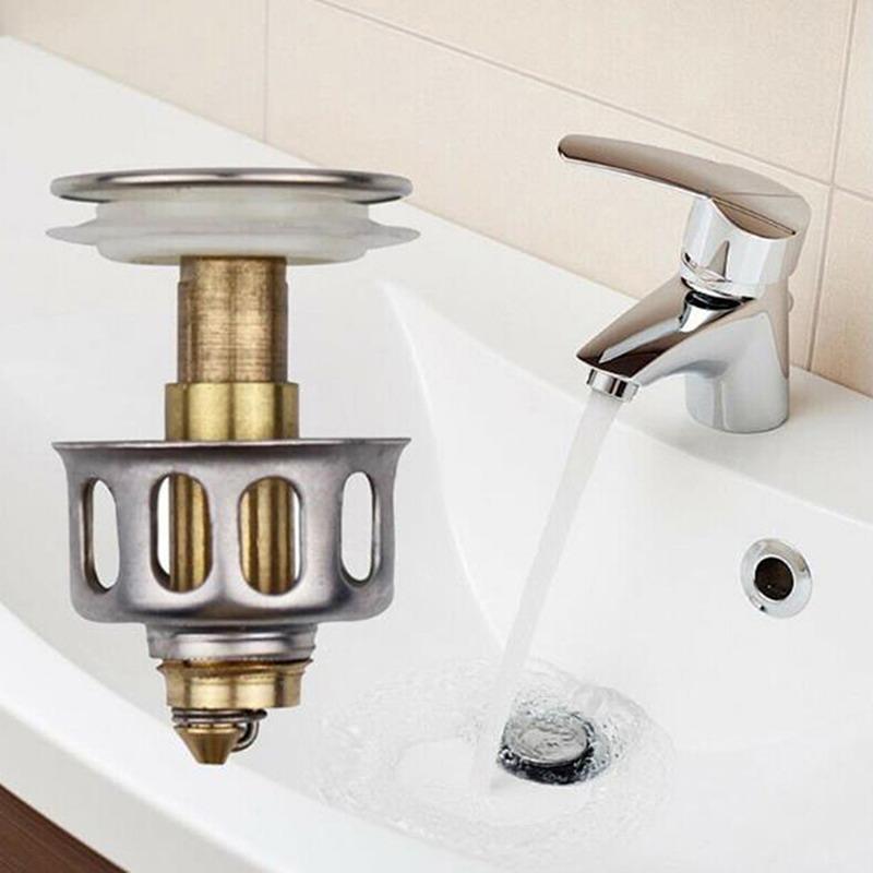 Basin Drains Universal Metal Filter Valve Pop-Up Drainer Waste Stopper Bathtub Strainer Plug Hair Catchers Bathroom Accessories