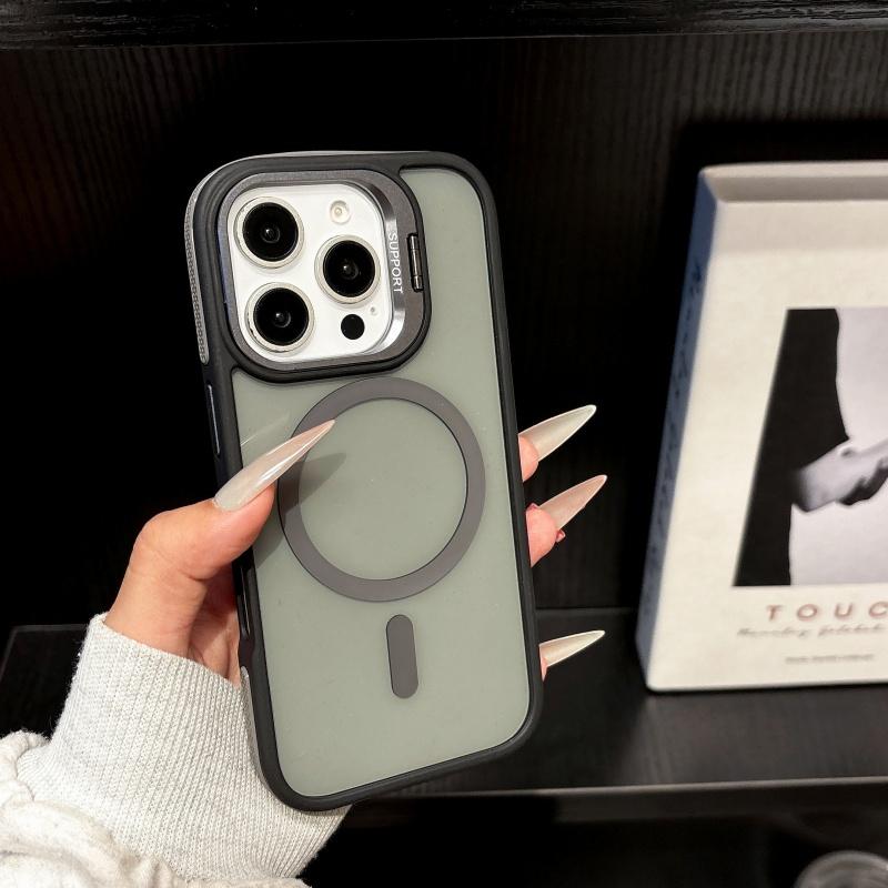 Luxury Magnetic Transparent Lens Protector Holder Case For iPhone 16 15 14 Plus 13 12 11 Pro Max Magsafe Wireless Charge Cover