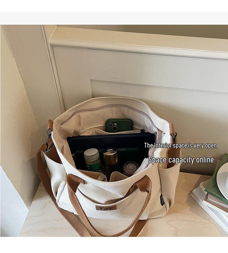 2026 Women's Large Capacity Canvas Tote: Versatile, Fashionable Handheld Shoulder Bag for Commuting