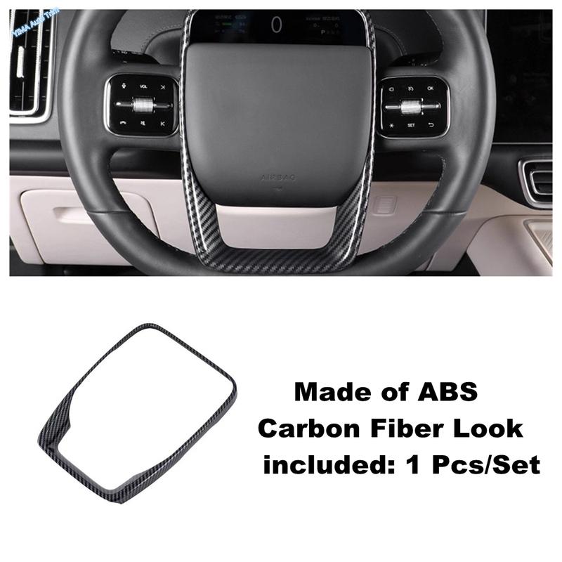 ABS Carbon Fiber Look Steering Wheel Cover Trim For Li Lixiang L6 2024 2025 Decoration Accessories