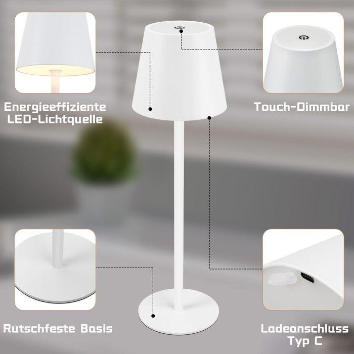Lampe de table LED - NETTLIFE - Rechargeable - Batterie sans fil - Tactile d'intensité variable - IP54