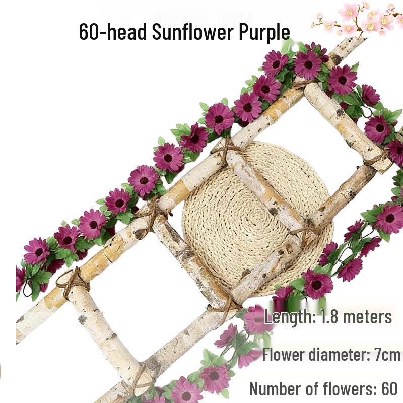 Sunflower Vine Faux Floral Decor for AC Pipe & Wall Hanging