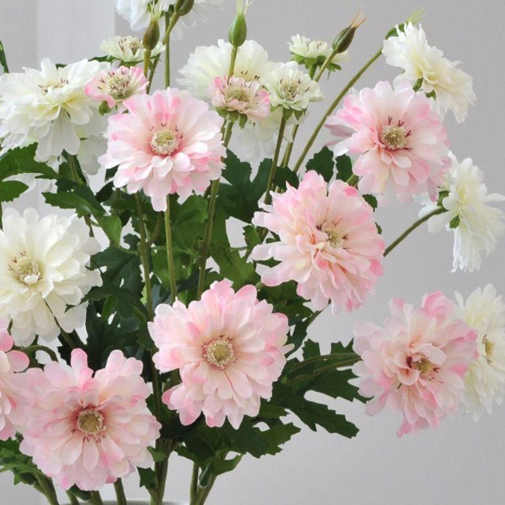 54CM Artificial Silk Flowers Artificial Silk 4 Heads Design Chrysanthemum Bouquet Nordic Style Bridal Bouquet