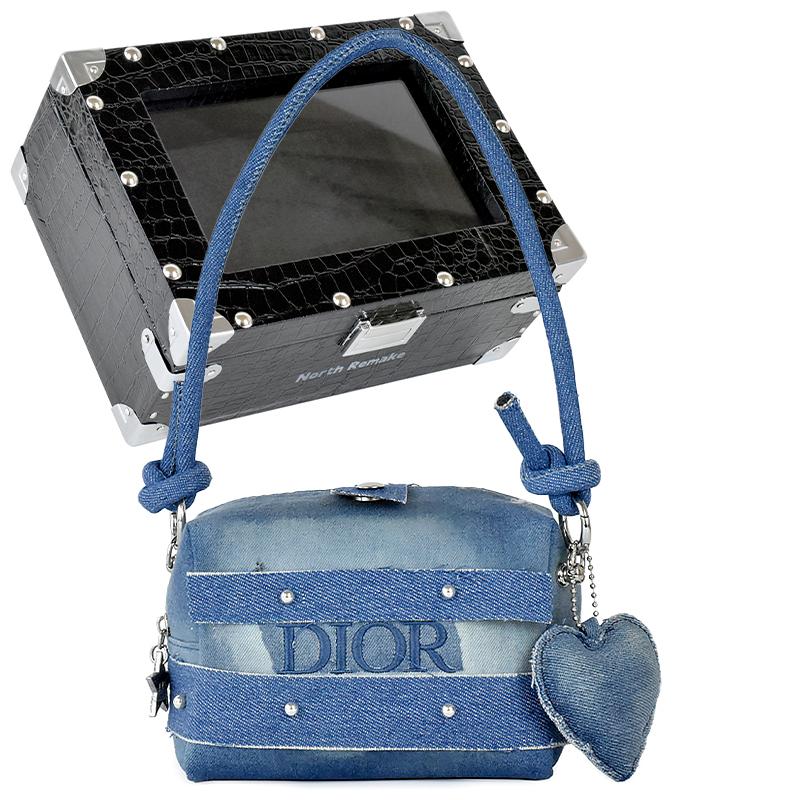 

DIOR Bag [Customized Cosmetic Bag] NR Denim Sweetheart Denim Elegant Refined Classic Retro Industrial Old Oxidation Cowboy Sweetheart-Black Gift Box чёрный