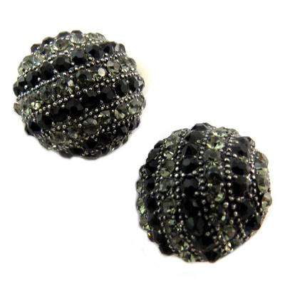 [P4681] - Designer Clips 'Sissi' Black Silver Gray - 22 Mm