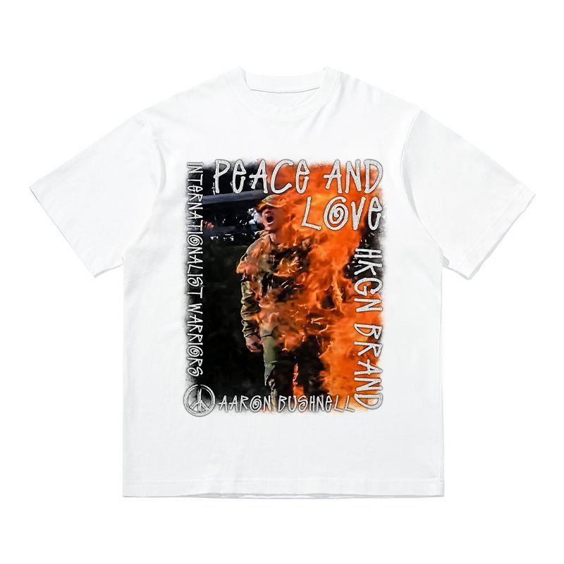 

Aaron Bushnell Anti-war and Peace Print Short-sleeved T-shirt, American Trend Casual Pure Cotton for Men and Women 4XL