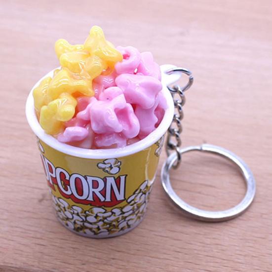 Kreative Simulation Popcorn Eimer Schlüsselanhänger Mini Snack Tasse Schlüsselanhänger Anhänger Geschenk