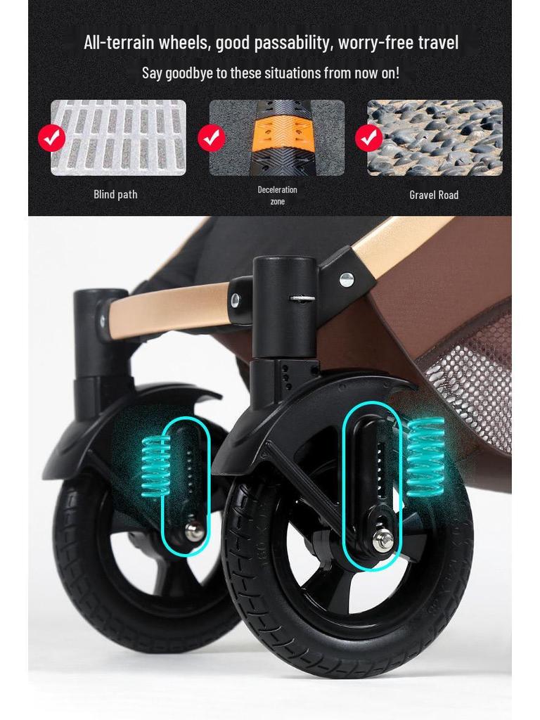 Convertible Lightweight Baby Stroller: Reclining, Foldable, High Landscape, Shock-Absorbing, Two-Way Use for Newborns