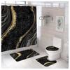 Σετ μπάνιου κουρτινών μπάνιου 4 τεμαχίων με αντιολισθητικό χαλί μοντέρνο σχέδιο 3D εκτύπωσης Αδιάβροχο μαλακό φανελένιο χαλάκι μπάνιου