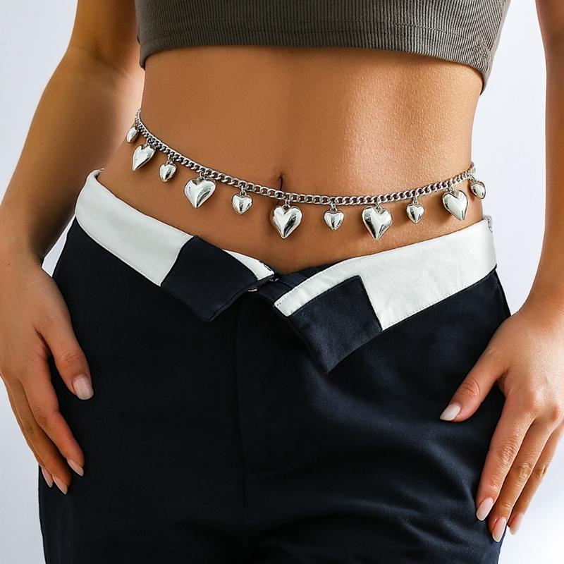 Big Small Heart Pendant Waist Chain Body Chains Waist Belt Chain Summer Beach Waist Body Chain Jewelry for Women Girl