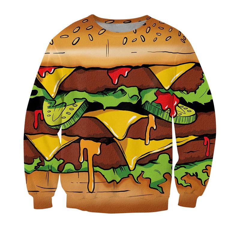 2026 New Fashion Funny Fried Chicken Sweatshirts Street Casual Men Women Hamburger Graphic 3D Printed Hoodies Crew Neck Clothing