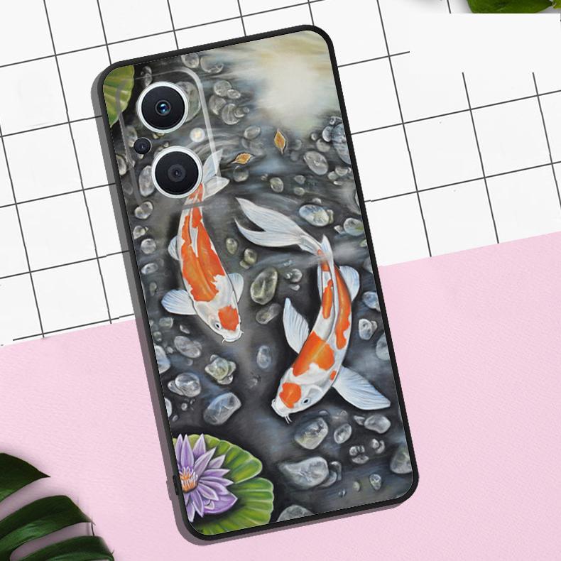 Koi Fish Carp Case For OPPO Reno 11 12 13 F 8T 7 8 10 Pro OPPO Find X8 Pro X3 X6 Pro X5 Lite Cover Coque