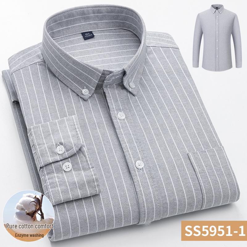 Hot Wind Men's Square Neck Long Sleeve Oxford Shirt - 2025 Spring Collection, Breathable & Comfortable Casual Wear