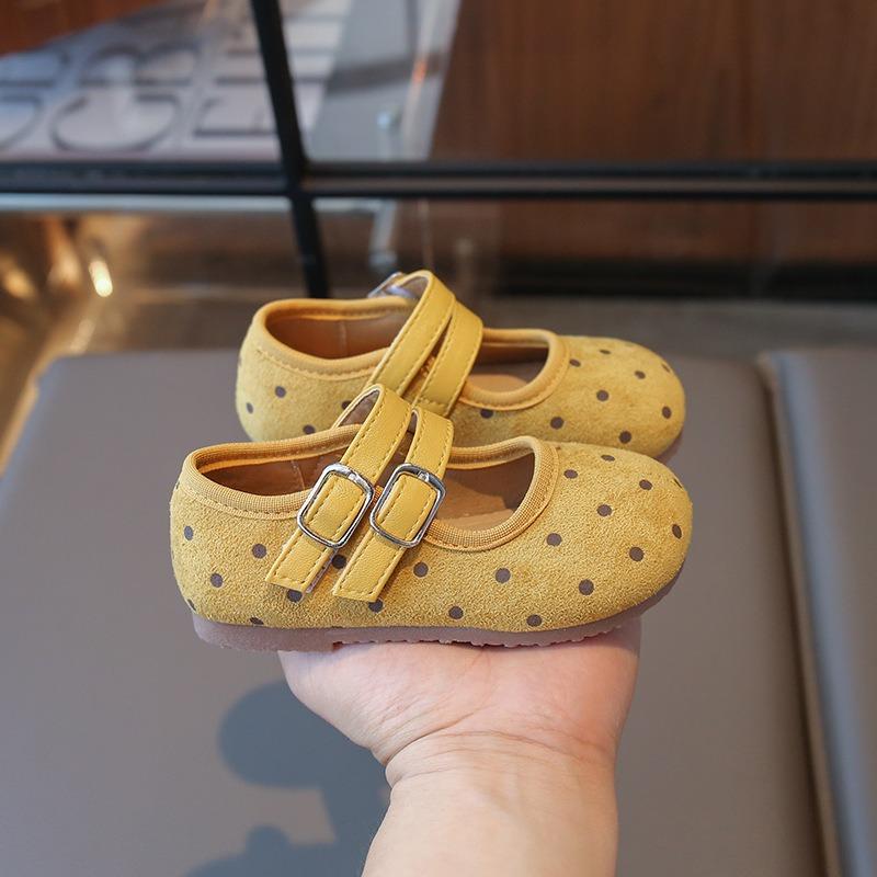 Zapatos de Cuero para Niñas, Nuevo Modelo Otoño Estilo Coreano, Zapatos de Princesa para Bebé con Lunares, Zapatos Birkenstock de Suela Blanda, Zapatos Planos para Niñas Pequeñas