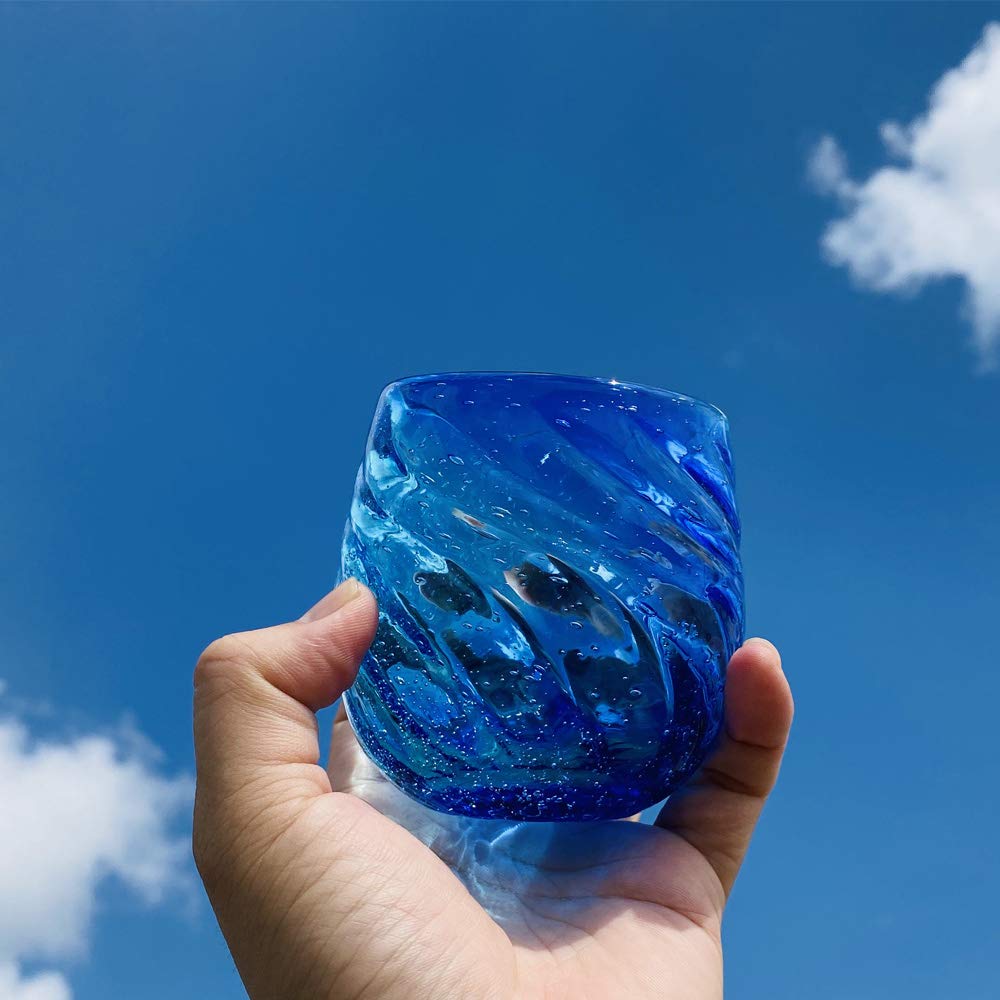 Kubagasaya Ryukyu Glass Ryukyu Glass Rocks Glass Okinawa Souvenir Churaumi Tal Glass Lyseblå x Blå Kald te Glass kopp kopp