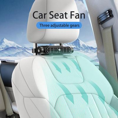 Car Seat Fan USB Rechargeable Mini Fan Car Interior Back Seat Fan Three Grade Wind Speed Adjustable Car Headrest Cooling Air Fan